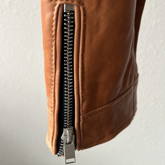 Doma Women’s Cropped Leather Bomber Jacket with Detachable Shearling Collar - L - Picture 6 of 9